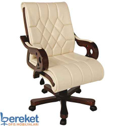 Kapitone Ahşap Çalışma Koltuğu